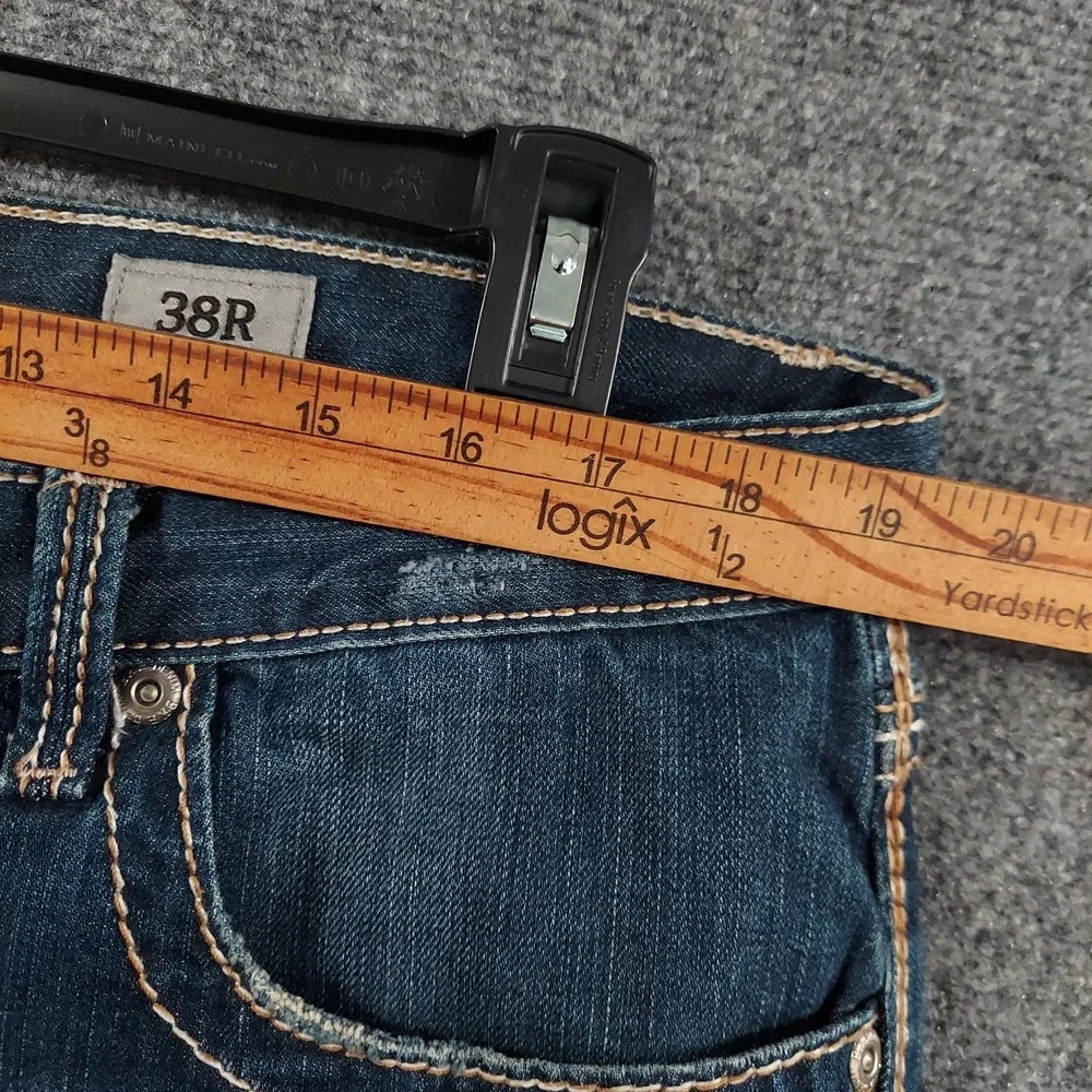 BKE Tyler Straight Jeans Mens Fits 38x28 Relaxed Straight‎ Distress Thick Stitch